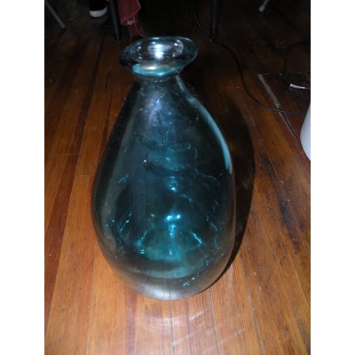 Blue Deco Recycled Glass Handmade Bottle   113195152564